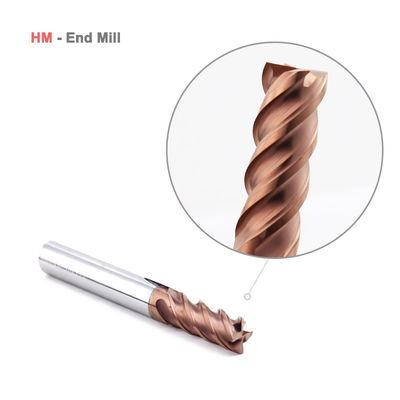 Inserto de fresagem de carburo de tungstênio 4 flauta para revestimento de aço HRC60 AlTiN