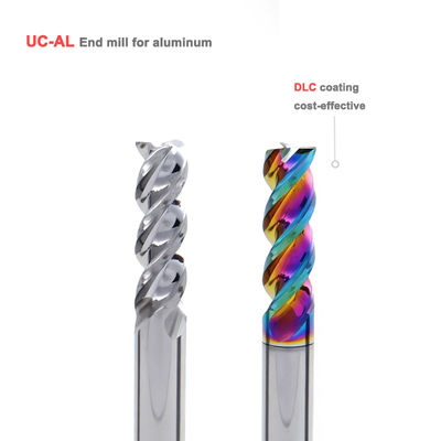 3 Flute DLC Coated Carbide End Mill para corte CNC de alumínio