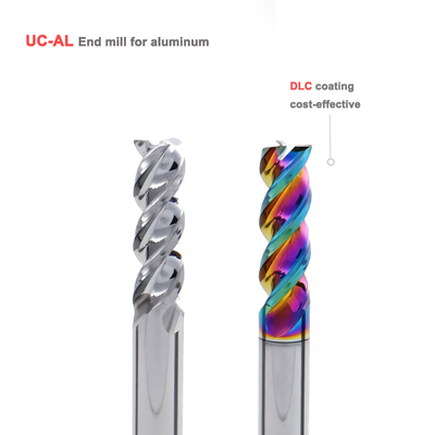 3 Flute DLC Coated Carbide End Mill para corte CNC de alumínio